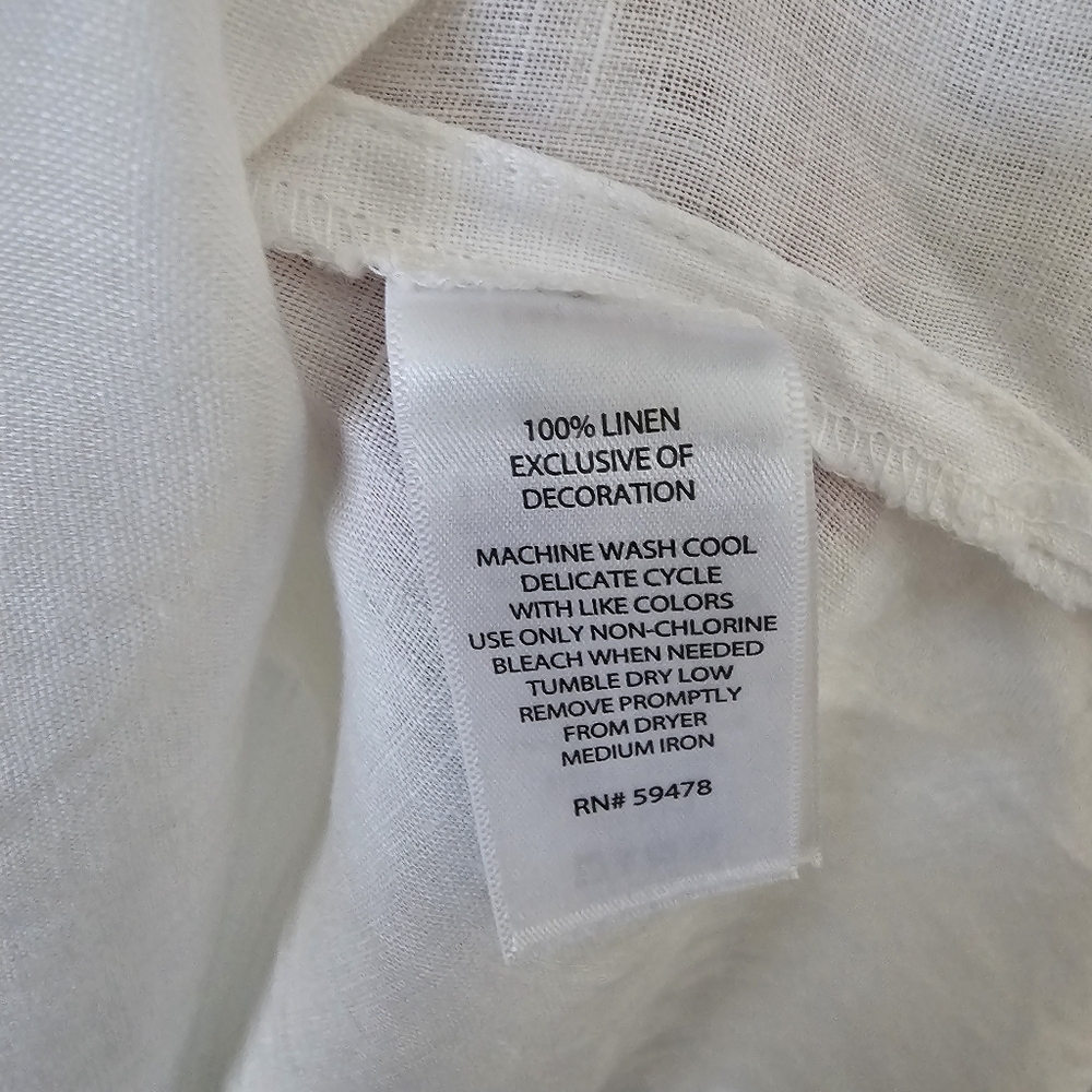 Marisa Christina White Linen Tunic Top Embroidered Size L - Picture 6 of 7